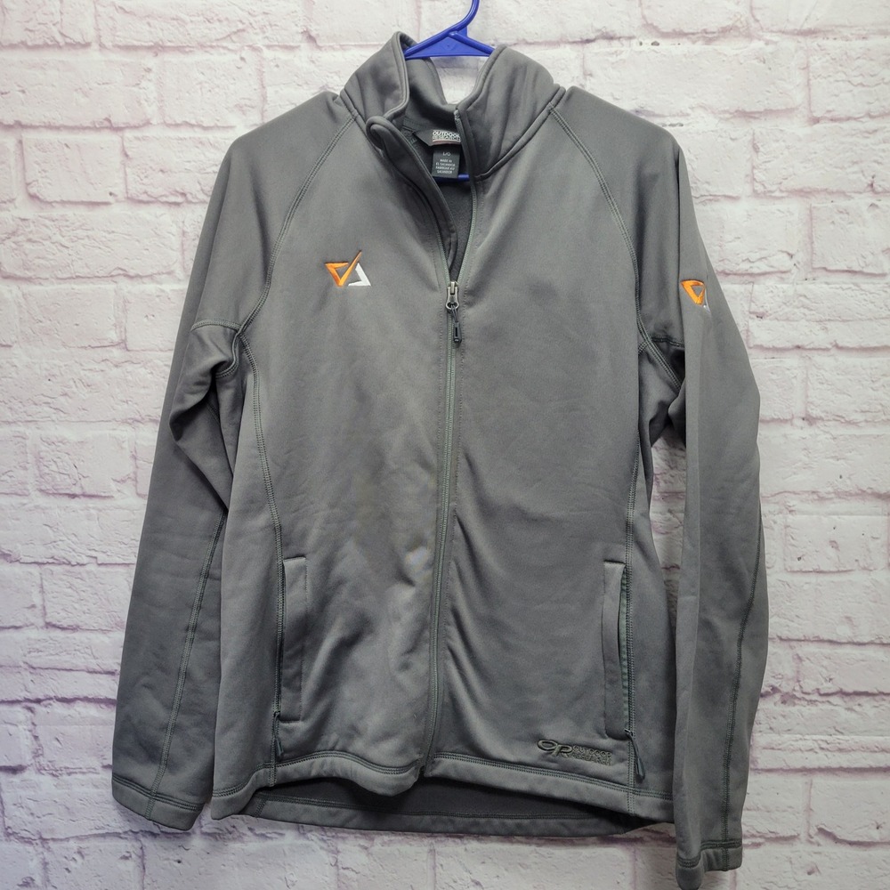 Outdoor Research Full Zip Grid Fleece Jacket Mens L Gray‎ Softshell Activewear